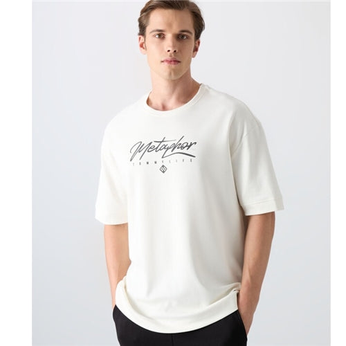 88320 Cotton Thick Soft Texture Oversize Fit Printed Men's T-Shirt