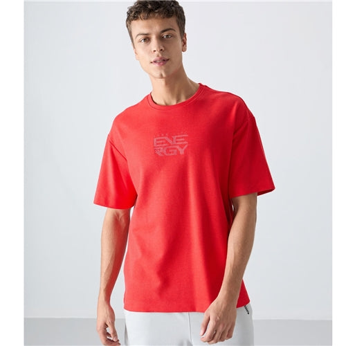 88336 Fiesta Cotton Thick Surface Textured Oversize Fit Printed Men's T-Shirt