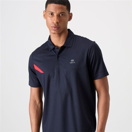88402 Polyester Breathable Textured Thin Flexible Standard Fit Polo Collar Men's Performance T-Shirt
