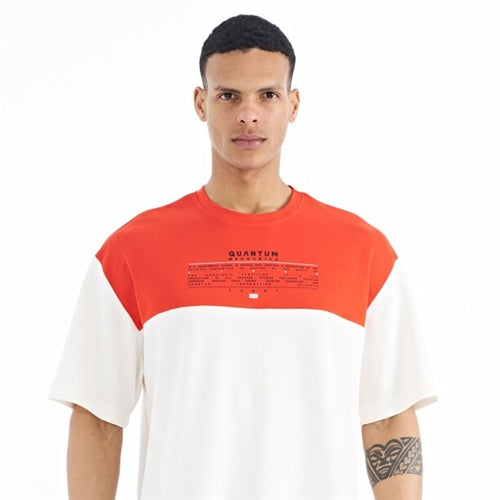 88225 Transitional Print Detailed O Neck Oversize Men's T-shirt