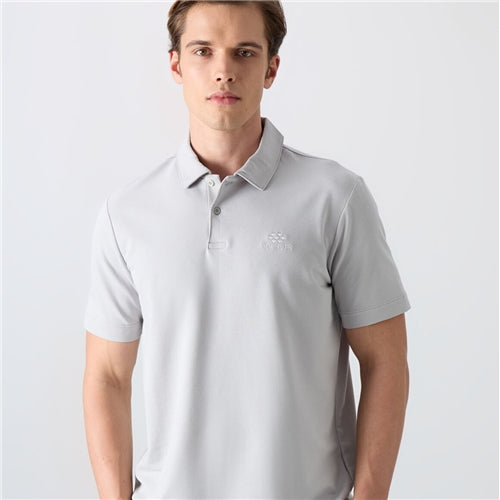 88348 Stone Cotton Thick Soft Texture Standard Fit Basic Polo Collar Men's T-Shirt