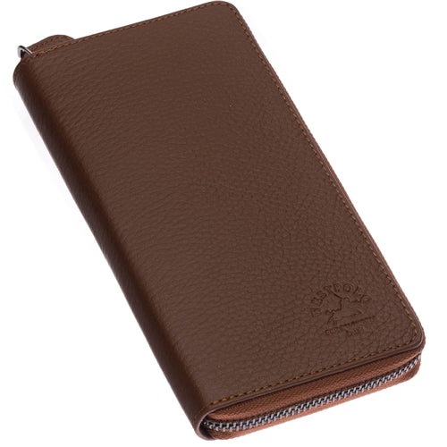 1954 Westpolo Unisex Genuine Antique Leather Phone Compartment Magnetic Flap Long Wallet, Handbag