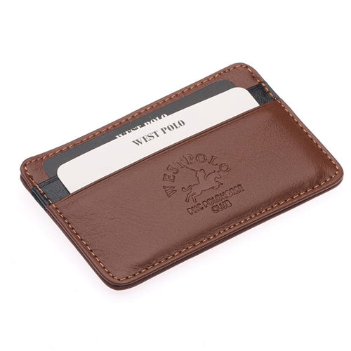 42 Westpolo Unisex Super Slim Money Compartment Genuine Leather Thin Credit Card Holder & Wallet with 6 Compartments