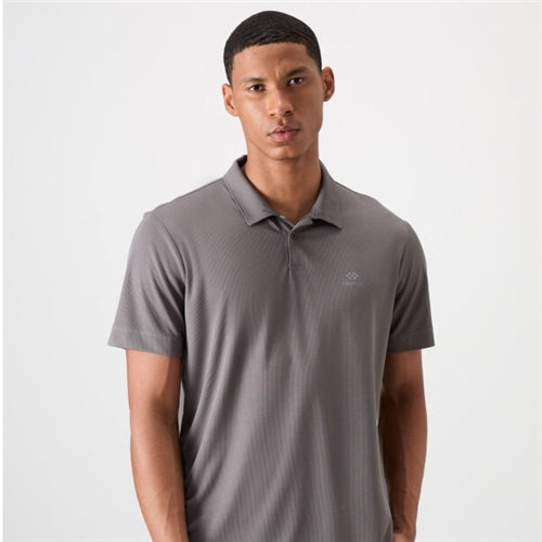 88252 Dark Gray Logo Printed Standard Fit Polo Neck Active Sports Men's T-Shirt