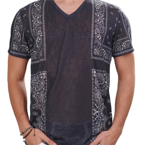 ST-91719 Mondo Partial Bandana Linen T-Shirt