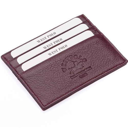 41 Westpolo Unisex Super Slim Money Compartment Genuine Leather Thin Credit Card Holder & Business Card Holder Wallet with 6 Compartments
